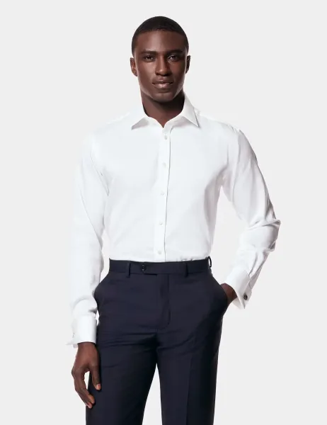Hawes & Curtis Regular Fit Non Iron Pique Shirt White