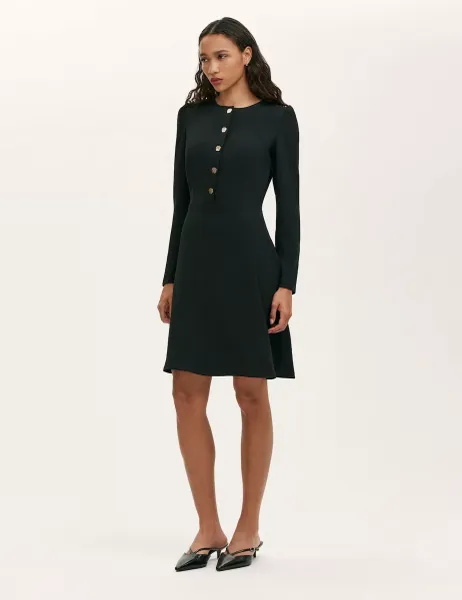 Finery London Crepe Knee Length Skater Dress Black