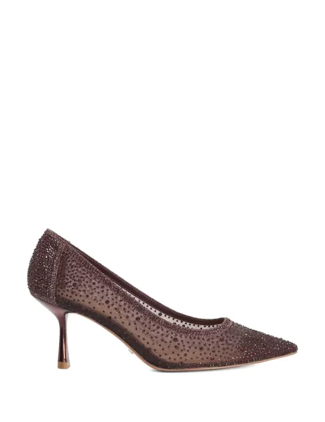 Dune London Sparkle Mesh Detail Court Shoes Burgundy