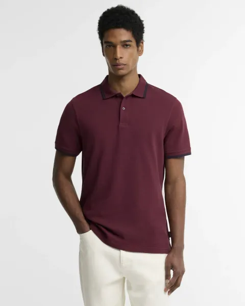 Lunan Tartan Trimmed Tailored Polo Shirt