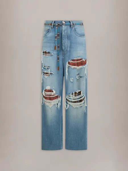 FLANNEL REPAIR BAGGY JEAN - Surfrider Indigo
