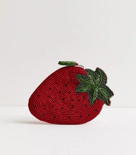 Red Beaded Strawberry Purse
