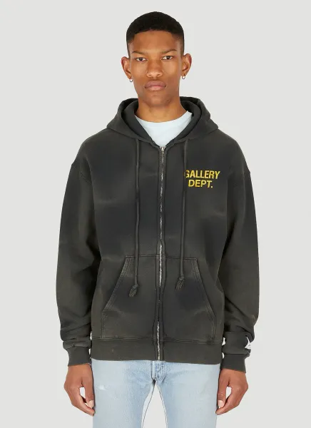 Logo Print Zip Up Hooded Sweatshirt