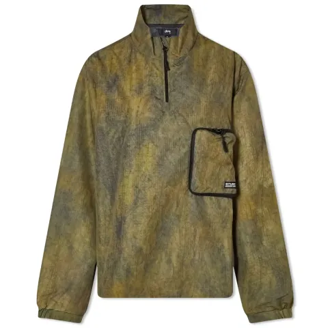 Recycled Poly Camo Quarter Zip Pouch Pullover Jacket