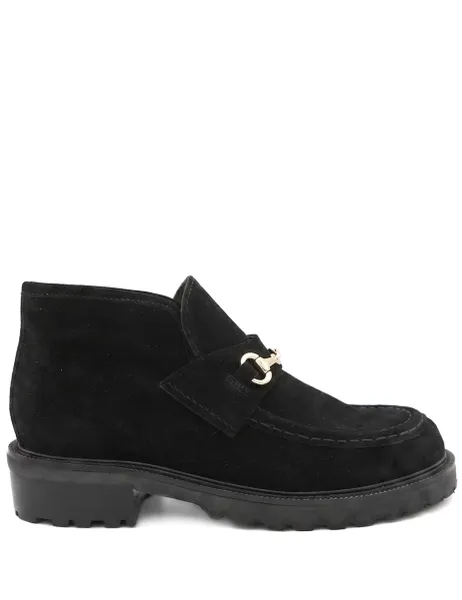 Suede Block Heel Ankle Boots Black