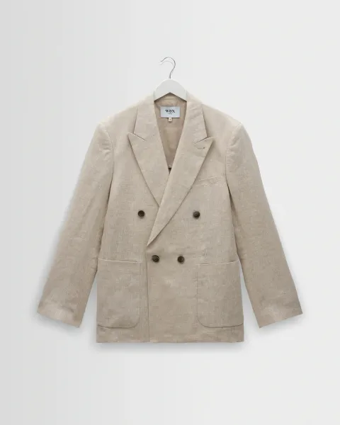 Vigo - Natural Linen Double-Breasted Blazer