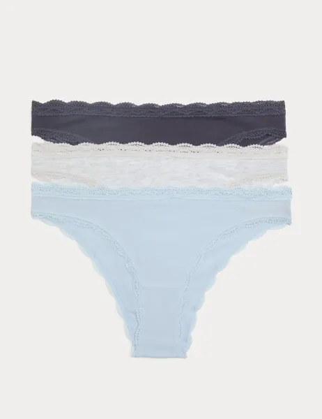 Marks & Spencer 3 Pack Cotton Rich Brazilian Knickers Grey Mix