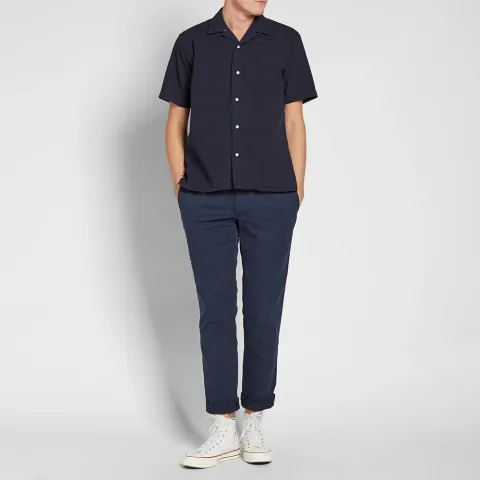 Short Sleeve Overdyed Seersucker Shirt