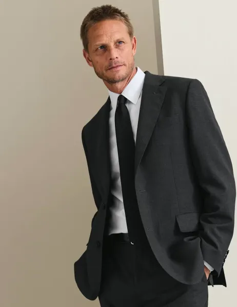 Charles Tyrwhitt Slim Fit Super 120s Wool Sharkskin Suit Jacket Charcoal