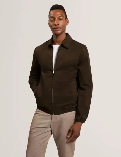 Ted Baker Regular Fit Cotton Rich Garment Dye Overshirt Olive