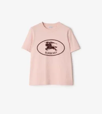 Knight Stamp Cotton T-shirt in Bouquet pink