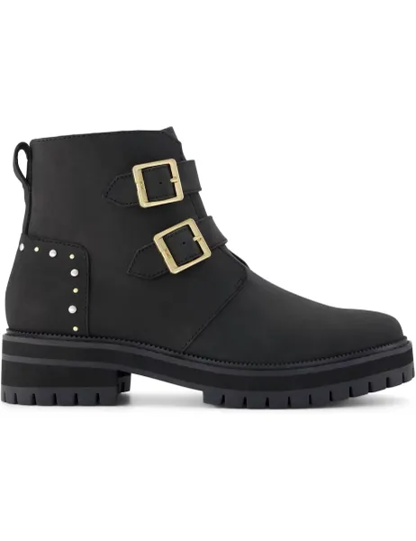 Suede Buckle Block Heel Ankle Boots