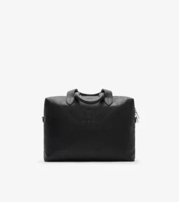 Embossed Check Briefcase in Black