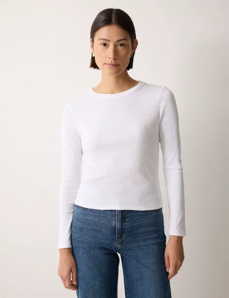 Jigsaw Cotton Rich Ribbed Slim Fit T-Shirt White