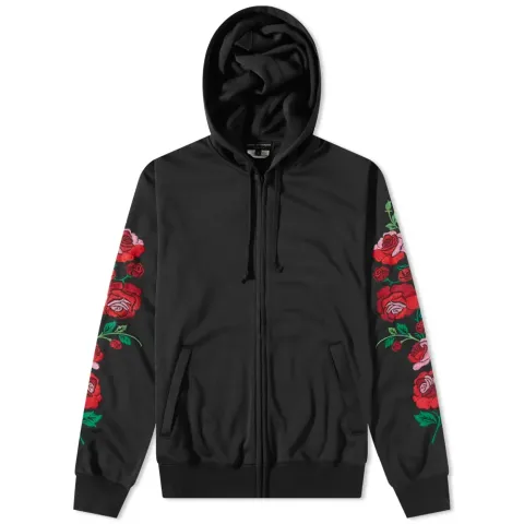Roses Embroidery Zip Hoodie