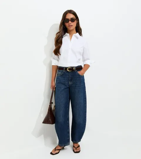 Women's Petite Cotton Rich White Slim Fit Collared Shirt