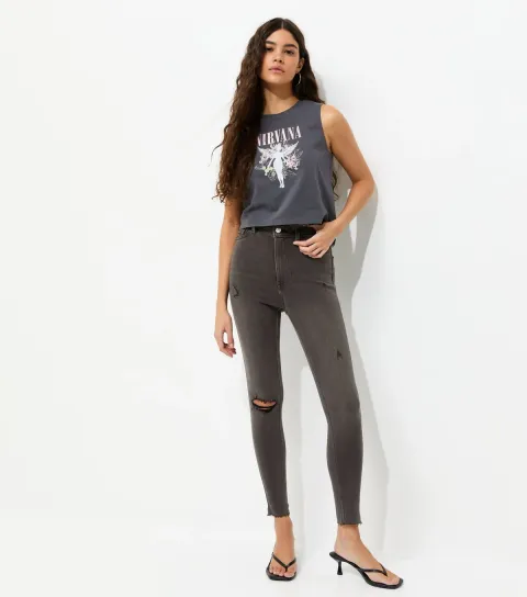 Women's Black Hallie Disco Ripped Skinny Jeans