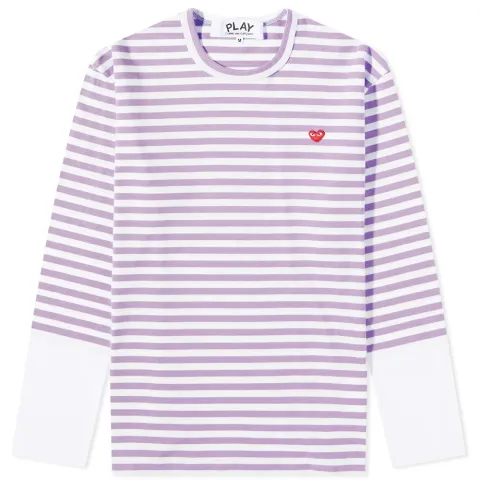 Long Sleeve Stripe Contrast Sleeve Te