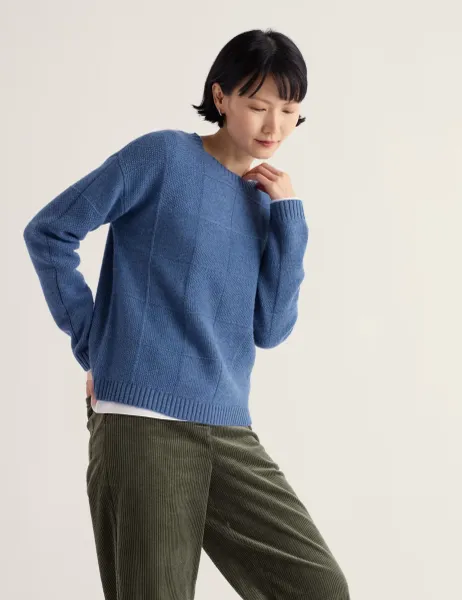 Seasalt Cornwall Merino Wool Rich Textured Jumper Dark Blue