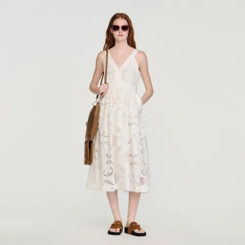 Openwork floral cotton maxi dress