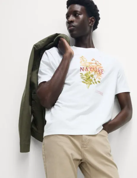 Marks & Spencer Pure Cotton Flower Graphic T-Shirt White