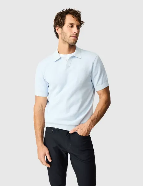 Rodd & Gunn Avalon Pure Cotton Knitted Polo Shirt Light Blue