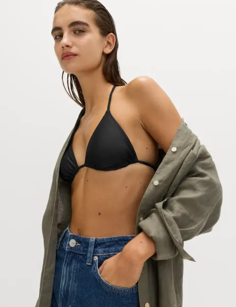 Marks & Spencer Padded Halterneck Triangle Bikini Top Black