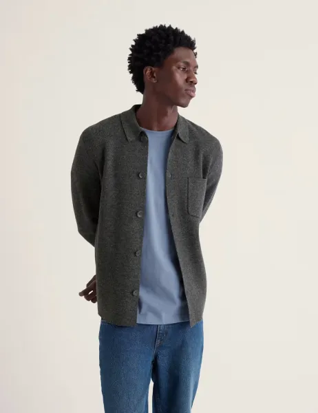 Seasalt Cornwall Regular Fit Wool Rich Knitted Overshirt Grey