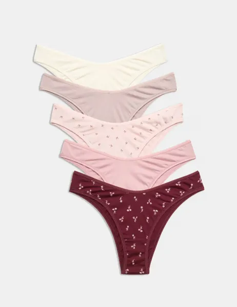 Marks & Spencer 5 Pack Pure Cotton Low Rise Miami Knickers