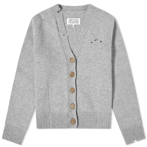 Back Knotch Detail Distressed Cardigan