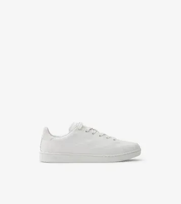 Embossed Check Leather Set Sneakers​ in Porcelain white