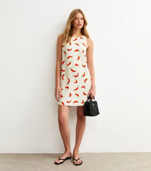 Women's Red Chilli Print Shift Mini Dress