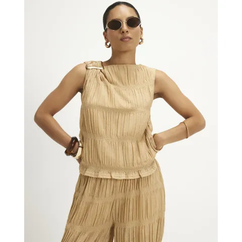 River Island Petite Glitter Metal Trim Top