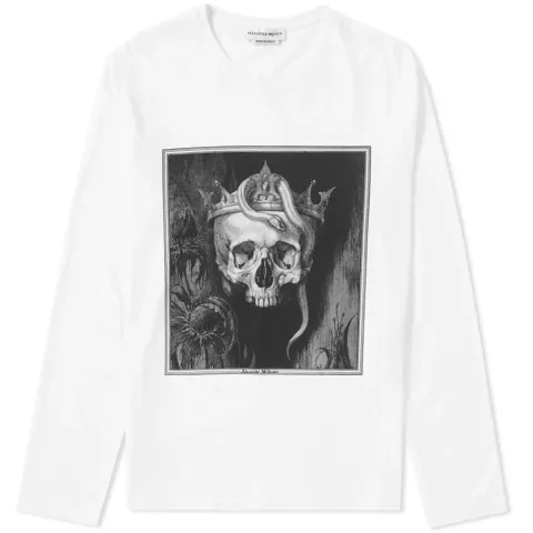 Long Sleeve Placement Skull Print Tee
