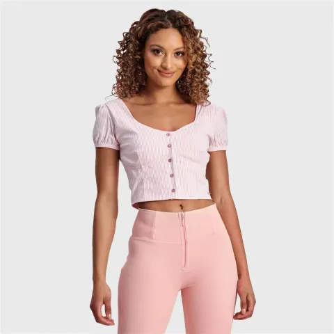 Freddy Pinstripe Crop - White + Pink