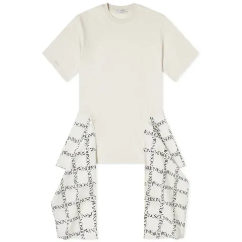 Logo Grid Draped Hem T-Shirt