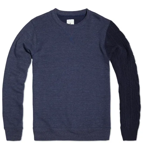 Cable Knit Sleeve Crew Neck