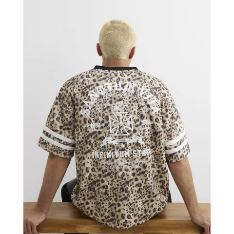 River Island Leopard Print V Neck Hockey T-Shirt