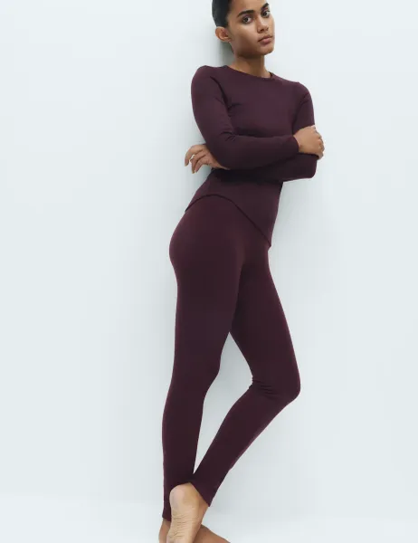 Marks & Spencer Heatgen Maximum Thermal Fleece Leggings Dark Aubergine