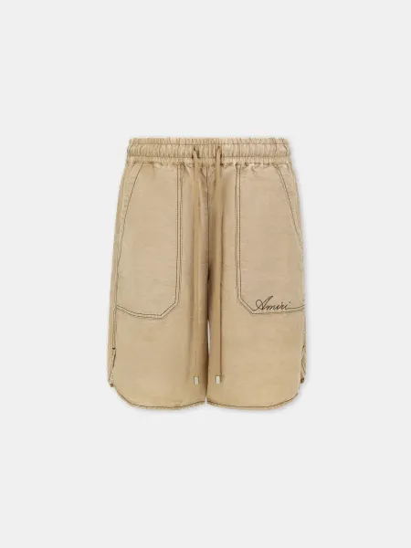 SCRIPT LINEN GD SHORT - Earth