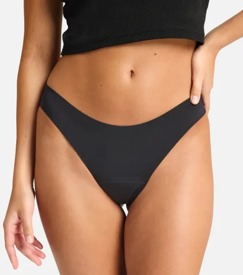Women's Black Light Flow Seamfree Period Thong
