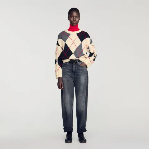 Argyle polo jumper