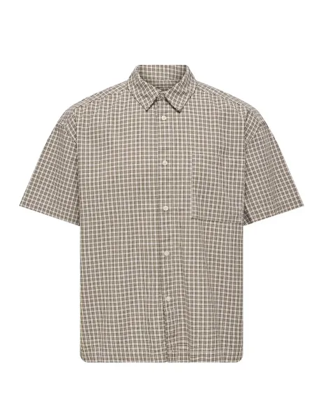 Only & Sons Relaxed Fit Pure Cotton Checked Shirt Stone