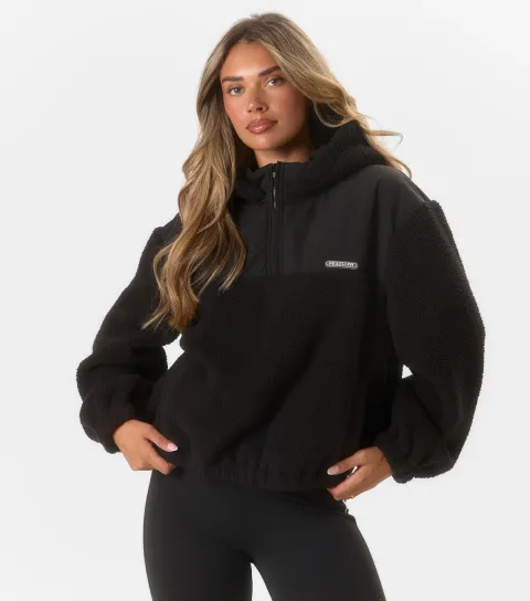 Women's Black Quarter Zip Hooded Billy Jacket