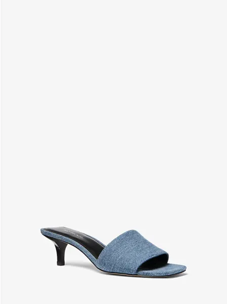 Michael Kors Merriam Denim Kitten Heel Sandal