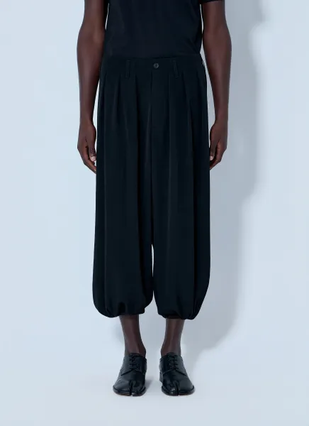 Pleated Drop-Crotch Trousers