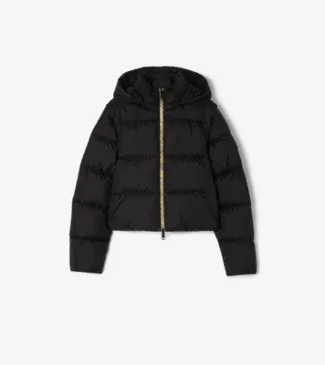 Detachable Sleeve Nylon Langdale Puffer Jacket in Black