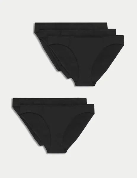Marks & Spencer 5pk Cotton Modal Bikini Knickers Black