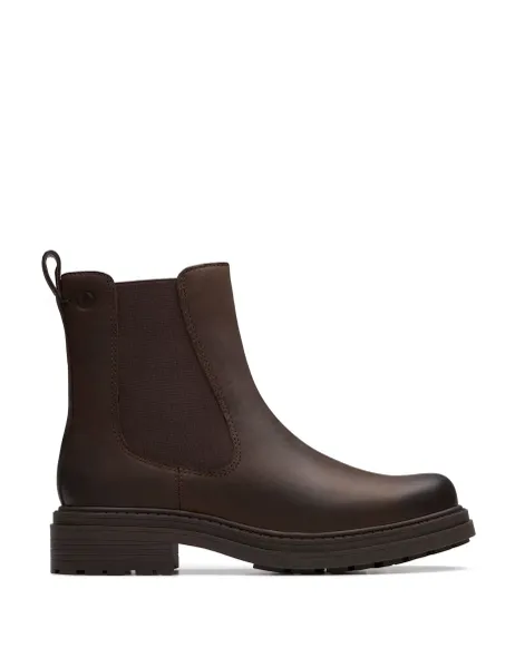 Clarks Suede Chelsea Block Heel Boots