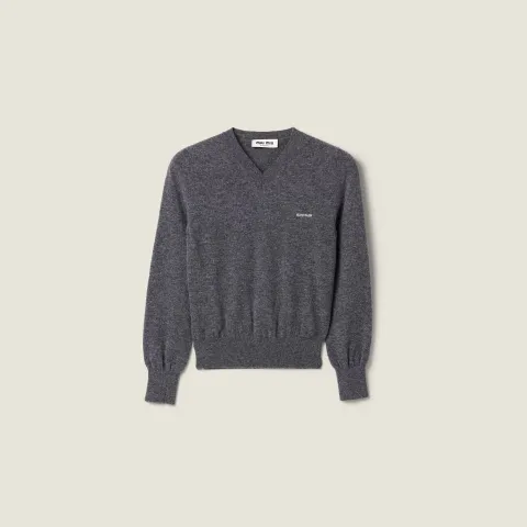V-neck wool cardigan